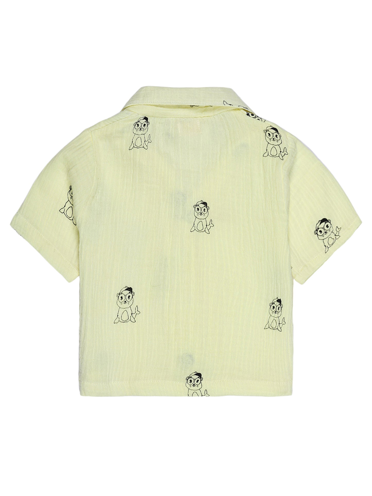 Yellow Animal Print Collar Co-ord Set – Organic Cotton Shirt & Shorts