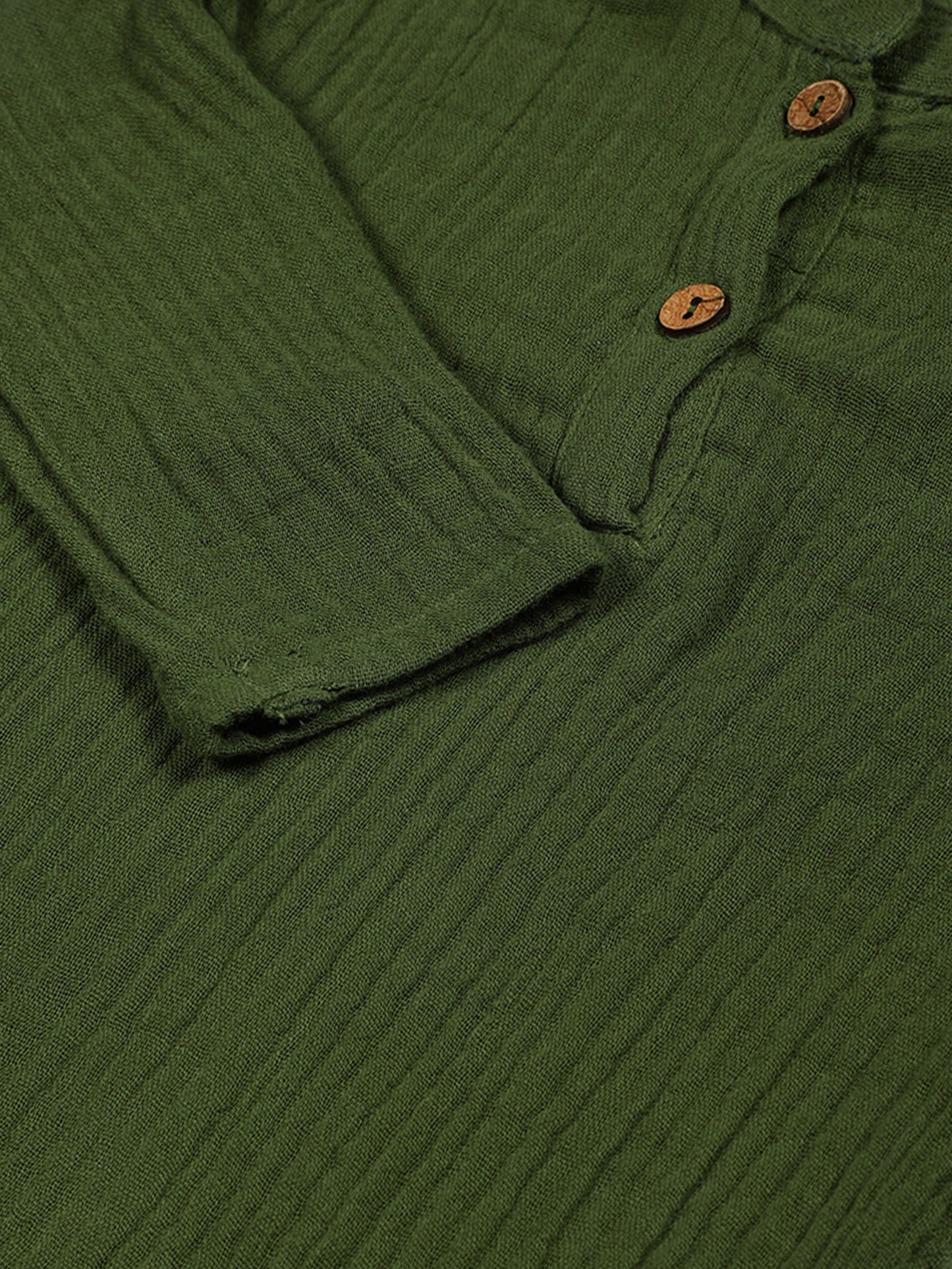 Organic Cotton Baby Shirt with Roll Up Sleeves – Forest Green