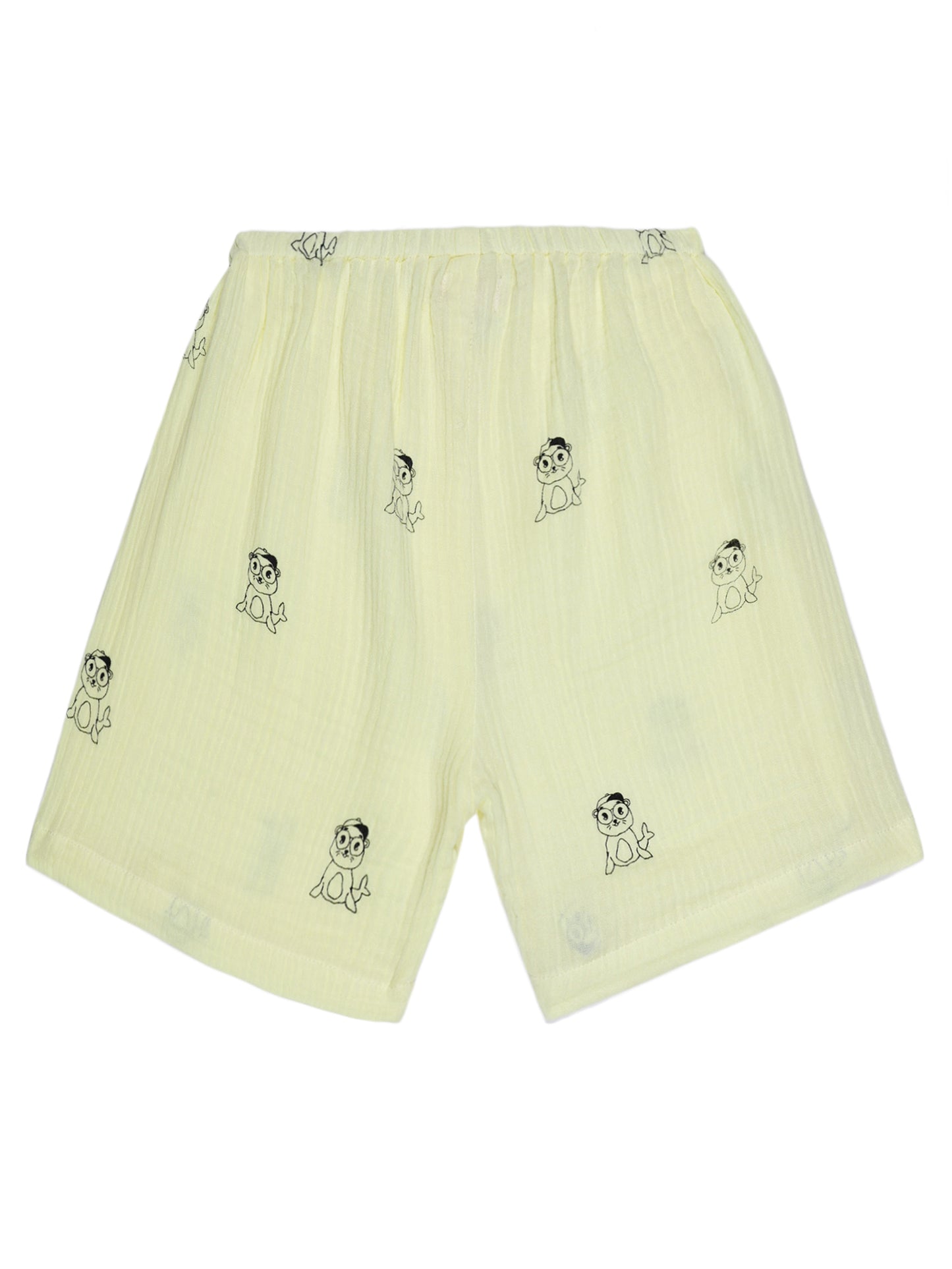 Yellow Animal Print Collar Co-ord Set – Organic Cotton Shirt & Shorts