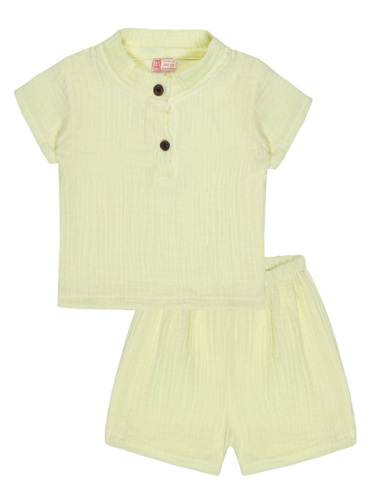 Butter Yellow Co-ord Set – Organic Cotton Shirt & Shorts