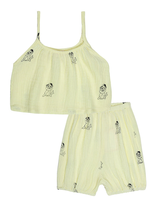 Yellow Seal Print Co-ord Set – Organic Cotton Top & Bloomers