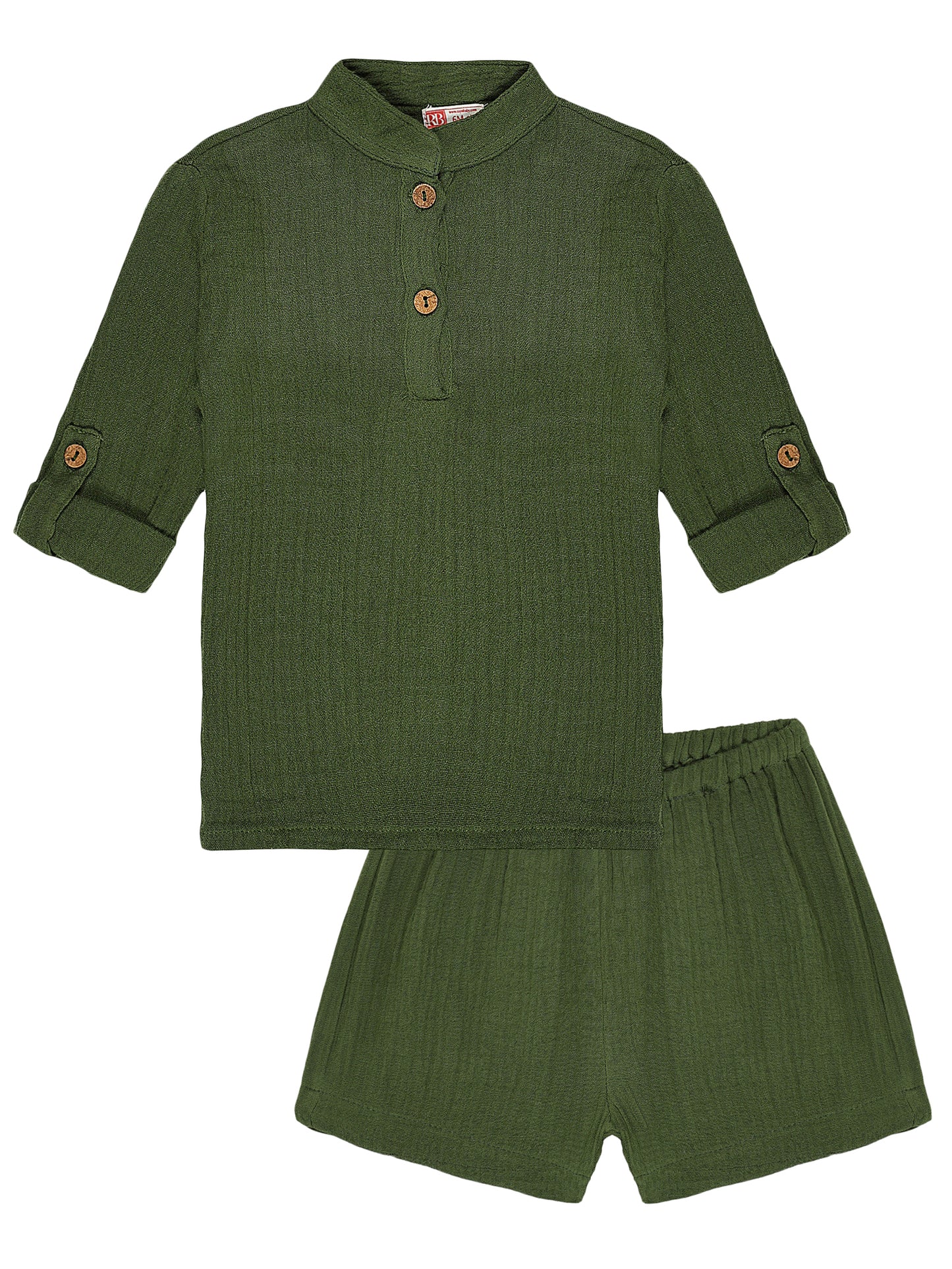 Forest Green Co-ord Set – Organic Cotton Shirt & Shorts