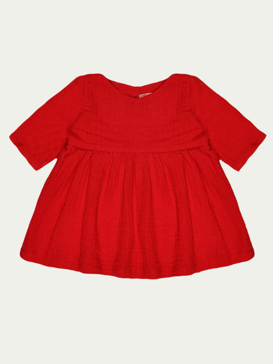 Organic Cotton Baby Girl Dress – Ruby Red