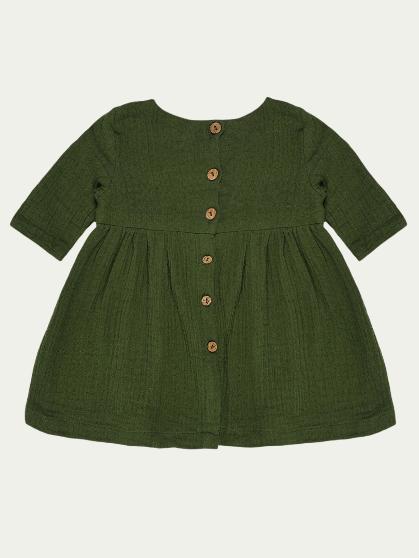 Organic Cotton Baby Dress Forest Green Ray&Baby Organic Cotton Baby Dress Forest Green Ray&Baby
