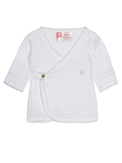 White Wrap Co-ord Set – Organic Cotton Top & Shorts