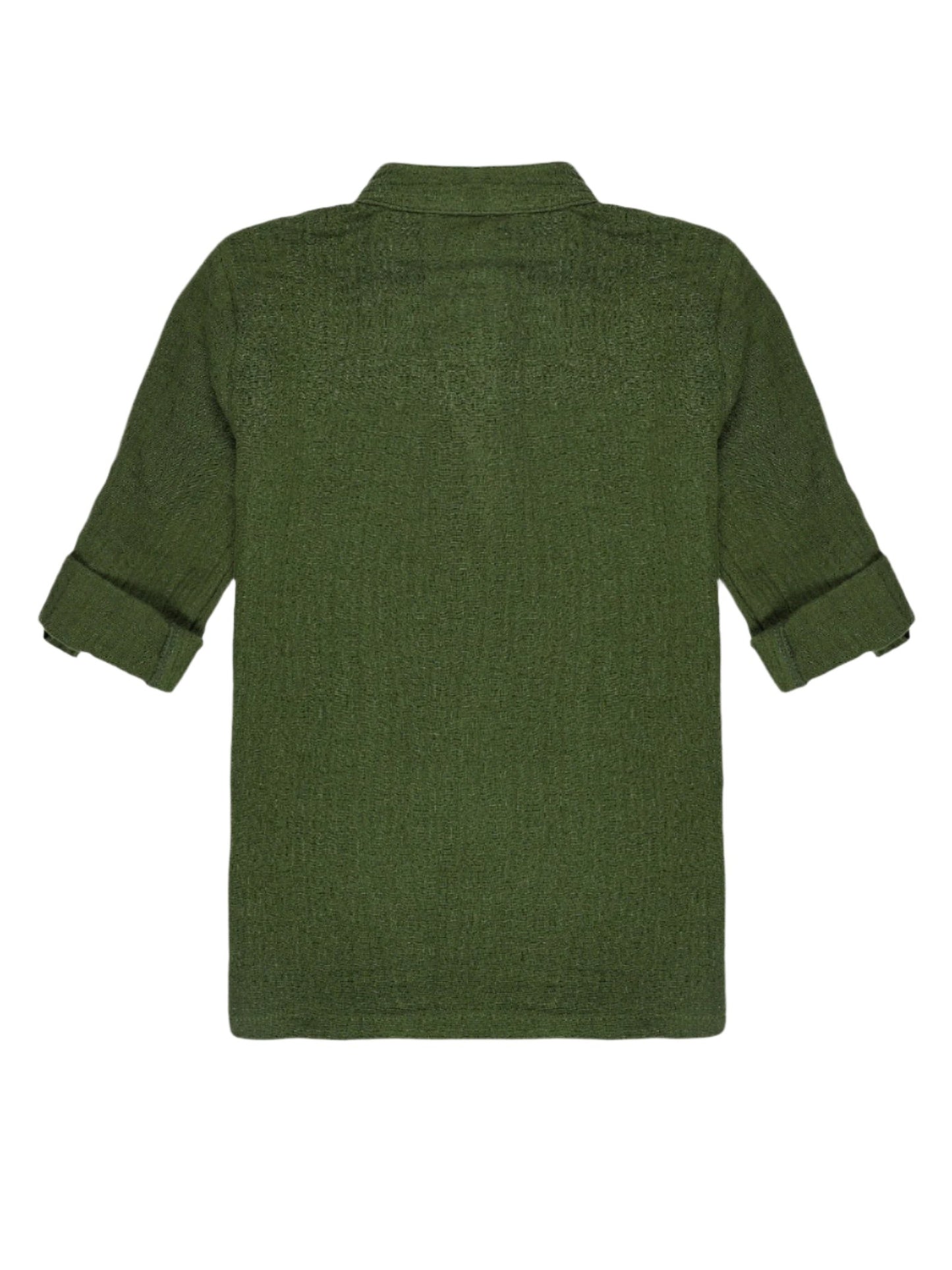 Organic Cotton Baby Shirt with Roll Up Sleeves – Forest Green