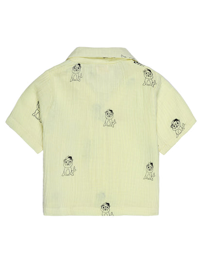 Yellow Animal Print Collar Co-ord Set – Organic Cotton Shirt & Shorts
