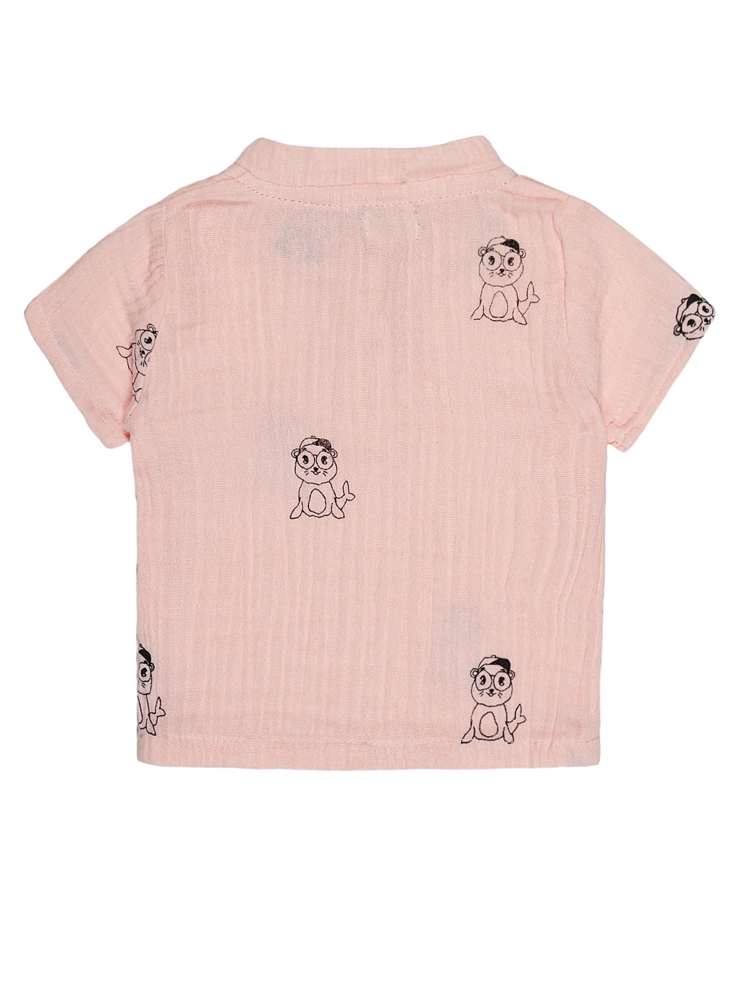 Pink Cute Seal Print Co-ord Set – Organic Cotton Shirt & Shorts