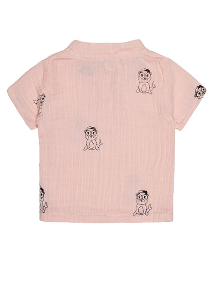 Pink Cute Seal Print Co-ord Set – Organic Cotton Shirt & Shorts