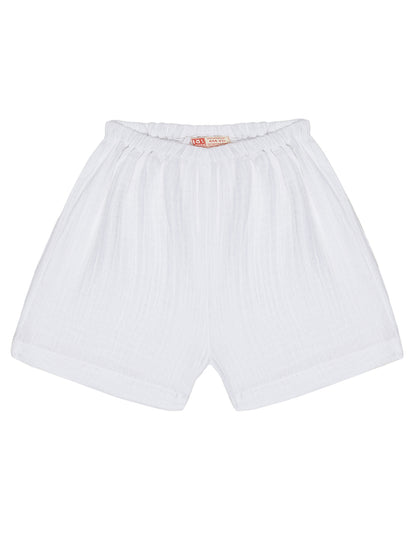 White Wrap Co-ord Set – Organic Cotton Top & Shorts