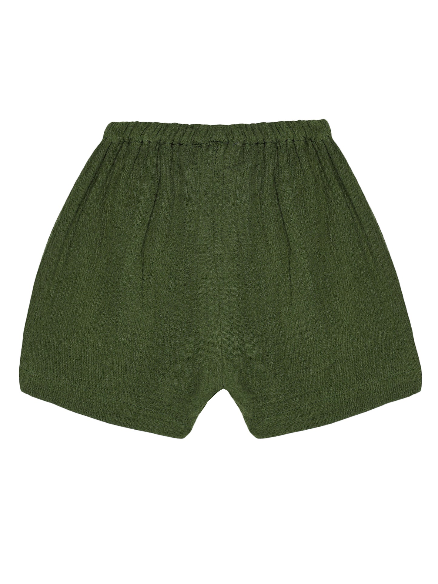 Beige Roll-Up Sleeves Shirt and Forest Green Shorts Set