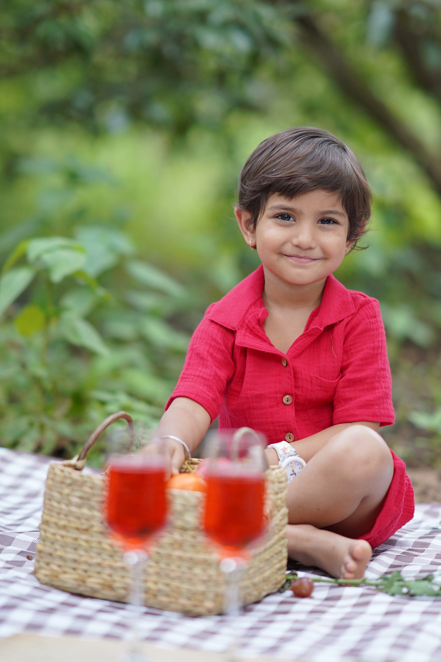 Organic Cotton Collared Baby Shirt – Ruby Red